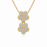 Double Flower Diamond Pendant 10K Yellow Gold